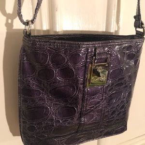 Purple Croco embossed Crossbody small handbag